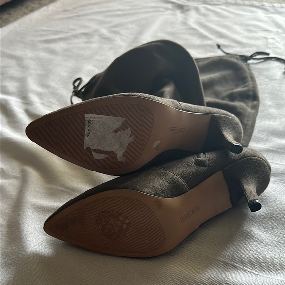 NWOT Vince Camuto Grey/Brown Heeled Boots with Pointed Toe - Picture 6 of 8